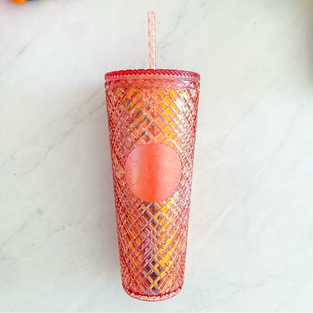 Starbucks Holiday 2021 Pink Rose Hold Iridescent 24 ounce Cup Tumbler BNWT